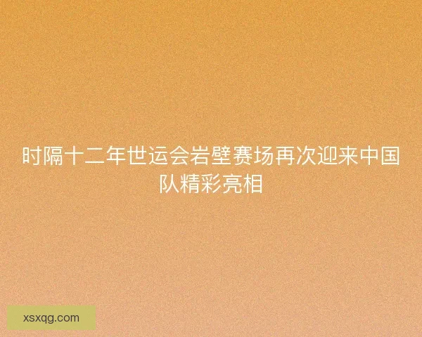 时隔十二年世运会岩壁赛场再次迎来中国队精彩亮相